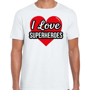 I love superheroes / superhelden verkleed t-shirt wit - heren - Superhelden/ superhelden thema verkleed outfit / kleding S