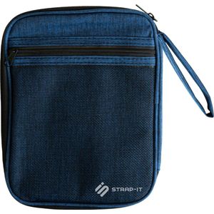 Strap-it Premium Organizer voor Smartwatchbandjes - Opbergtasje voor bandjes geschikt voor Apple / Samsung / Fitbit / Garmin - Kabel organiser tas - Etui voor bandjes / Inkorter / oplader / accessoires - Ruimte voor 10 bandjes (blauw)