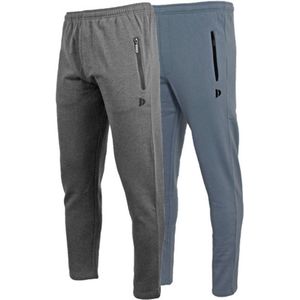 2-Pack Donnay - Joggingbroek met rechte pijp - sportbroek - Heren - Maat 3XL - Charcoal-marl/Blue-grey (488)