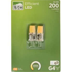 LSC® LED Lamp G4 - 2x G4 led lampen, insteek lampen G4 led 2 watt 200 lumen - LED G4 - 2W vervangt Jouw - 3000K warm wit licht 2W