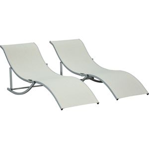 Ligbed set van 2 - Stoelen - Tuinstoelen - Tuinstoel - Aluminium - 165 cm X 61 cm X 63 cm