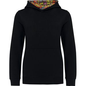 Kariban Unisex kindersweater met contrasterende capuchon met motief K4014 - Black / Skate Graffiti - 6/8 Y (6/8 ans)