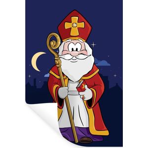 Muurstickers - Sticker Folie - Sinterklaas - Staf - Sint - Kinderen - Jongens - Meisjes - Kind - 40x60 cm - Plakfolie - Muurstickers Kinderkamer - Zelfklevend Behang