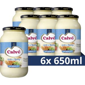 Calvé Licht & Romig Mayonaise Pot - 6 x 650 ml - Voordeelverpakking