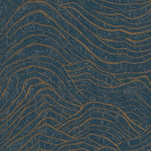 Grafisch behang Profhome 395074-GU vliesbehang gestructureerd met abstract patroon en metalen accenten blauw goud 5,33 m2
