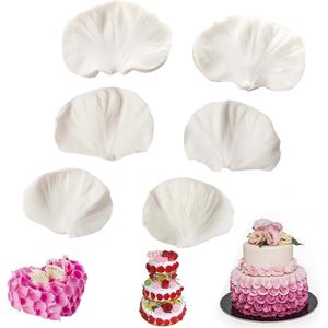6 Stuks Bloem Fondant Siliconen Mallen - Roos - Bloemblaadjes - Pioenroos - Voor Taartdecoratie Chocolade Bakvorm (Wit)
