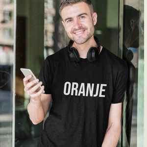 Zwart Koningsdag WK & EK T-shirt - MAAT L - Heren Pasvorm - Tekst Oranje