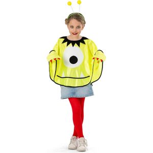 Funny Fashion - Monster & Griezel Kostuum - Geel Grappig Monster Molly Kind - Geel - Maat 128 - Carnavalskleding - Verkleedkleding