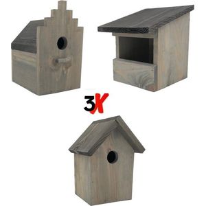 GARDEN SPIRIT Vogelhuisje set van 3 - Nestkast Roodborstje Koolmees