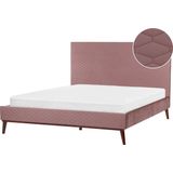 BAYONNE - Tweepersoonsbed - Roze - 160 x 200 cm - Fluweel