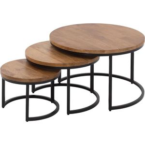 Goossens - Lenngard - Salontafel - Rond - Hout - Bruin - Urban Industrieel