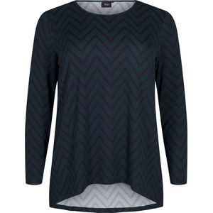 ZIZZI VLUCCA, L/S, AOP BLOUSE Dames Blouse - Dark Green - Maat S (42-44)