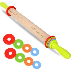 Verstelbare deegroller met afneembare ringen - Bakken en anti-aanbakaccessoires - Beukenhout 36 cm