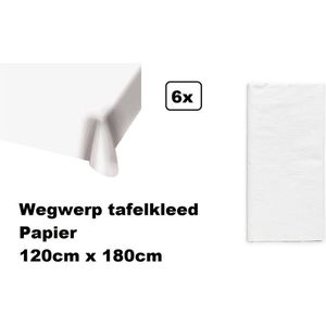 6x Wegwerp tafelkleed papier wit 120cm x 180cm - Thema feest festival thema feest evenement gala