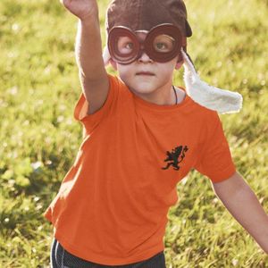 Oranje EK WK Koningsdag T-shirt Kind Black Lion Chest (12-14 jaar - MAAT 158/164) | Oranje WK Kleding Kinderen