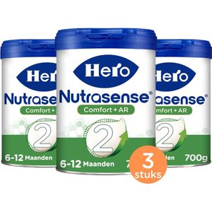 Hero Nutrasense Comfort+ AR Opvolgmelk 2 (6+ Maanden) - Flesvoeding - 3 x 700gr - Palmolie Vrij
