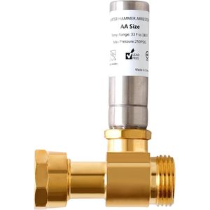 LotaHome - Waterslang Demper 3/4 - Met T-stuk - Voor Wasmachine, Kraan, Vaatwasser etc. - Zeer Eenvoudige Installatie - Verchroomd Metaal - Tot 18 Bar - Voorkomt Waterslag