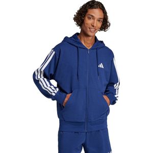 adidas Sportswear Essentials 3-Stripes French Terry Ritshoodie - Heren - Blauw- M