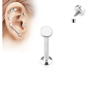 Piercing plat rondje chirurgisch staal 6 mm