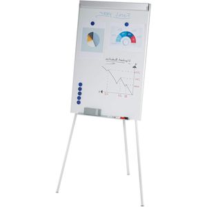 Magnetisch verstelbaar flipover whiteboard op 3 poten - 90x60 cm - hoogte verstelbaar - wit magneetbord 60x90