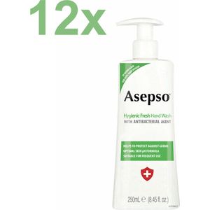 Asepso - Hygienic Fresh - Antibacteriële Handzeep/Zeeppomp - 12x 250ml - Voordeelverpakking