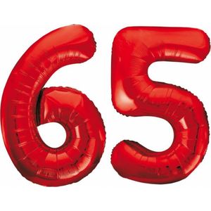 Folieballon 65 jaar rood 86cm