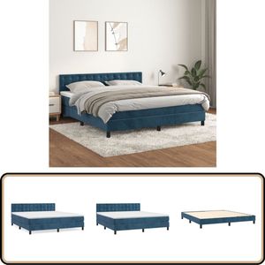 vidaXL Boxspring Fluweel Donkerblauw 180x200 cm Boxspringbed - Boxspring - Tweepersoonsbed - Donkere Kleuren - Fluweel