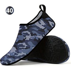 Livano Waterschoenen Voor Kinderen & Volwassenen - Aqua Shoes - Aquaschoenen - Afzwemschoenen - Zwemles Schoenen - Camouflage Blauw - Maat 40