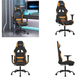vidaXL Gamestoel met voetensteun stof zwart en oranje - Gamingstoel - Gamingstoelen - Televisiestoel - Racingstoel