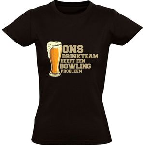 Bowling drinkteam Dames T-shirt | sport | bier | bowlen | zuipen | drank | kroeg | grappig | Zwart