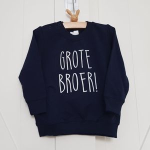 Sweater trui shirt voor kind - grote broer blauw Maat 86 - Big brother bro - Familie uitbreiding - Zwangerschap aankondiging hoera stoer ik word bekendmaking baby