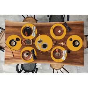 Ronde placemats - Onderlegger - Placemats rond - Okergeel - Herfst - Interieur - 10 stuks