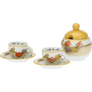 Set van 2 koffie kopjes met suikerpot - stijlvolle uitstraling - 3 stuks