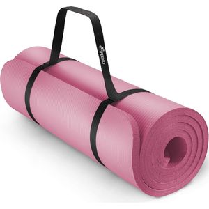 Luxe Duurzame fitnessmat yogamat pilatesmat gymnastiekmat | 190 x 100 cm | 1,5 cm dikte | getest op ftalaten | NBR-schuimrubber - Yogamat Roze