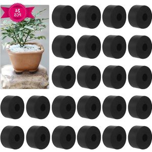 Bloempot Voeten Riser - Set van 24 Stuks - Onzichtbare Plant Pot Voeten - Rubberen Plantenpot Risers - Zwart - Binnen en Buiten - 3x3x15cm Bloempot