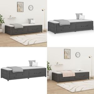 vidaXL Slaapbank 90x200 cm massief grenenhout grijs - Slaapbank - Slaapbanken - Bedbank - Bed