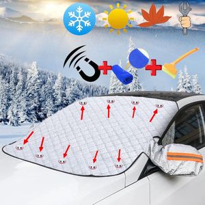 Voorruitafdekking, voorruitafdekking, met 9 magnetische fixatie, bescherming tegen zon, stof, ijs, sneeuw, vorst (183 x 116 cm)