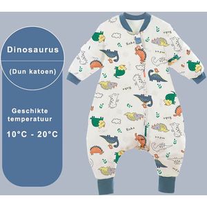 Winter Baby Slaapzak met Benen - Dinosaurus - Blauw - 3.5 TOG - baby height 100-110cm - Lange mouwen - Afneembare Mouw - Jumpsuit - Pajamas - Jongens - Kinderen - 2 jaar - Gift - Cadeau