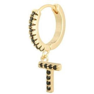 Oorbellen Letter T Zwart Copper