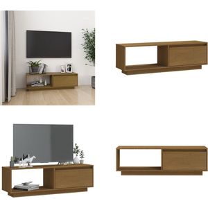 vidaXL Tv-meubel 110x30x33-5 cm massief grenenhout honingbruin - Tv-meubel - Tv-meubels - Tv-kast - Tv-kasten