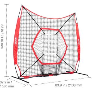 Oefennet - 7X7 Ft - Honkbal - Softbal - Draagbaar - Trainingsset - Voor Slaan - Batting - Catching - Pitching