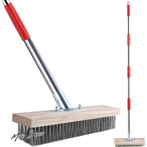 Mrs. Jones Staaldraadbezem Telescoopsteel 145cm voor het Verwijderen van Onkruid Mos en Hardnekkige Vlekken op Patio Terras Tuin .