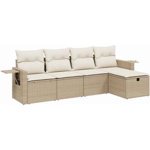 vidaXL Loungeset 5-delig - Poly Rattan - Beige