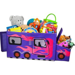 KAP - Groot formaat speelgoeddoos voor meisjes - Toy Chest - Interactieve Light up Speelgoedbak - Decoratieve Racing Truck opslagbak