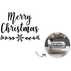 Kerst Tafelkleed - Kerstmis Decoratie - Tafellaken - 200x130 cm - Kerst quote Merry Christmas - Kerstmis Versiering