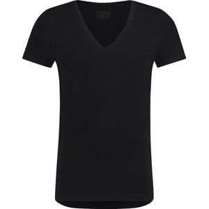 T-shirt Diepe V Hals Stretch Zwart 8-pack -XXL