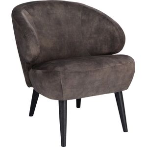 Fauteuil Bryan - Velours Adore Darkgrey - Poot Eiken Zwart