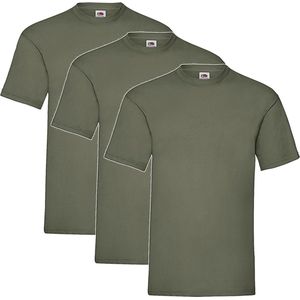 3 Pack Classic Olive Shirts Fruit of the Loom Ronde Hals Maat XXXL (3XL) Valueweight