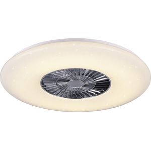 LED Plafondlamp met Ventilator - Plafondventilator - Torna Vison - 60W - Rond - Mat Chroom - Kunststof