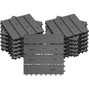 WARRAICH-Dektegels Houtlook - Vloertegels met In Elkaar Grijpend Systeem, 30x30 cm, 22 Stuks, Grijs